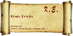 Kren Ervin névjegykártya
